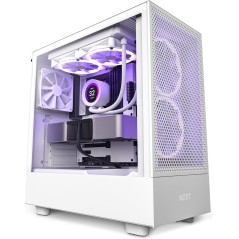 NZXT H5 Flow Tower Case - Extended ATX - No PSU - White | Sleek Design & Excellent Cooling